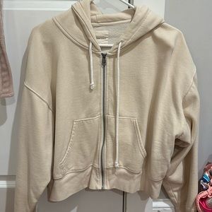 Womens American Eagle cropped hoodie, size- medium, color- cream
